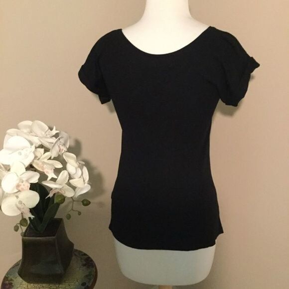 Zara Special Addition Black and Camel Scoop Neck Tee Size S - Picture 7 of 9